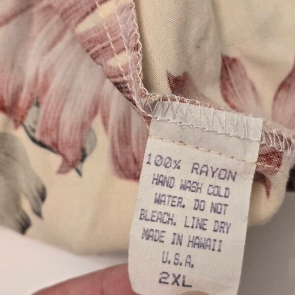 VTG Hawaiian Hibiscus Monstera Print Midi Dress 2XL Butter Yellow Ruffle Hem USA - Picture 7 of 7